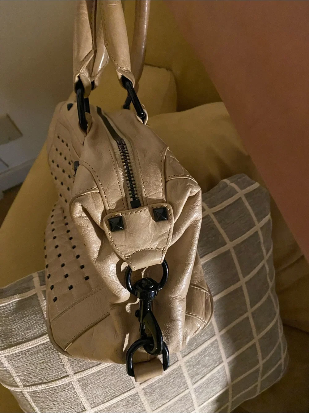 Rebecca Minkoff Beige Woven Leather Satchel Handbag